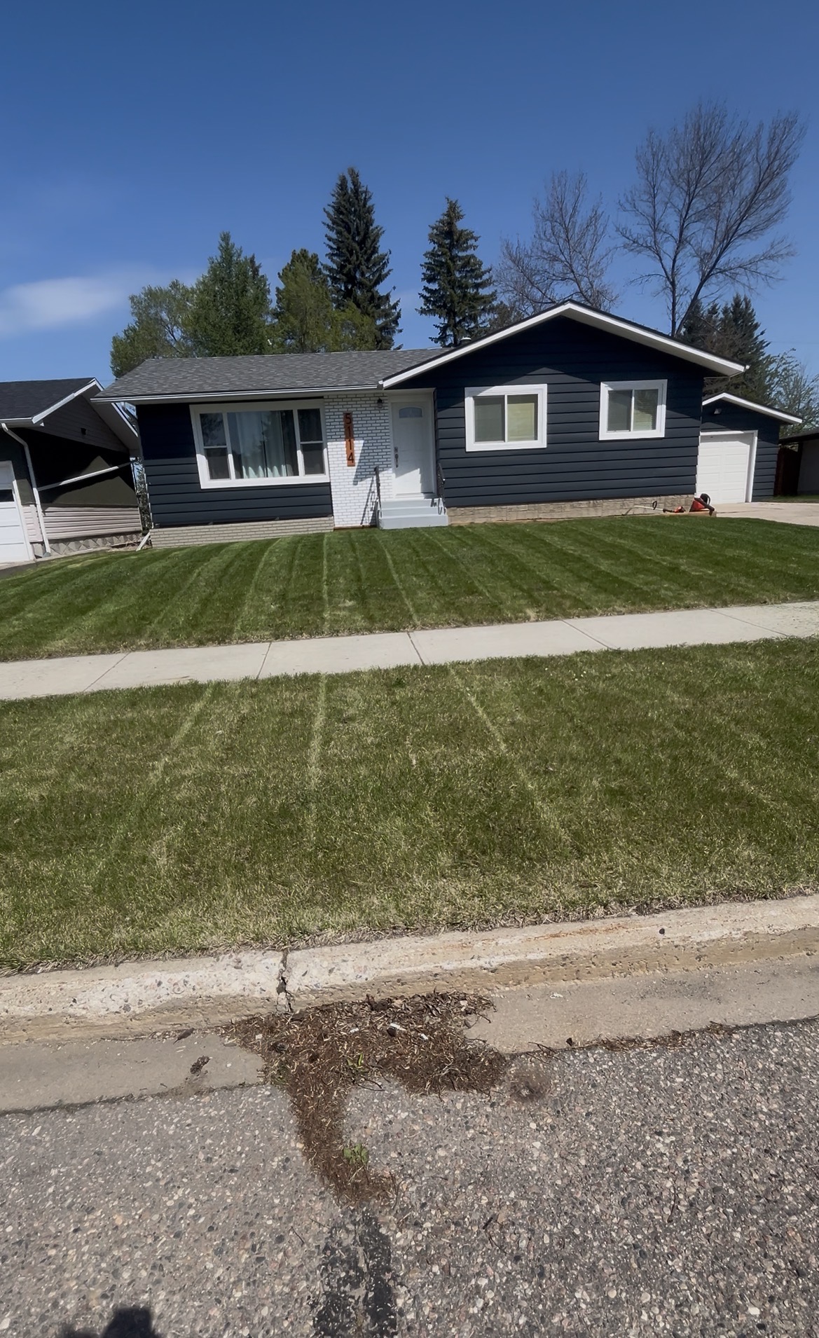 Manicured front yard lawn